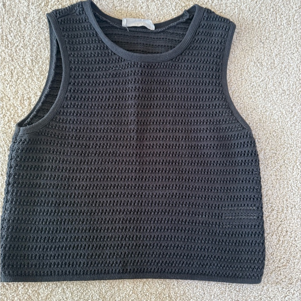 Black Crochet Knit Top